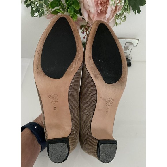 Vintage Vaneli Womens Tan Mini Lizard Print Suede Heels Slip Foam Pad Insole 8S‎ - Picture 5 of 12